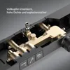 A close-up view of the internal components of a shower system, highlighting its brass construction and control buttons. Produktbild-Vorschau