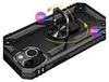 A black phone case with a ring holder is shown at an angle against a white background. Produktbild-Vorschau