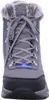 A close-up front view of a gray Skechers winter boot with fur trim and laces. Voir les images du produit