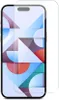 A screen protector is placed over a smartphone screen displaying a colorful abstract wallpaper. Produktbild-Vorschau