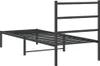 A black metal bed frame with a headboard, shown from a side angle against a white background. Podgląd zdjęcia produktu