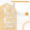 A white shelving unit with dimensions indicated by lines and text overlays. Anteprima dell’immagine prodotto