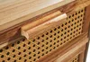 A close-up view of a wooden drawer with a cane weave panel and a wooden handle. Podgląd zdjęcia produktu