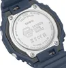 Close-up of the back of a blue Casio G-Shock watch, showing the metal case back with engraved text and logos. Produktbild-Vorschau