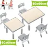XMTECH Table pour enfants 80×60cm avec 2 chaises Ensemble Voir les images du produit 1