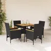 The Living Store 5-tlg. Garten-Essgruppe mit Kissen Schwarz Produktbild-Vorschau 2