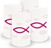 itenga 6x Windlicht klein Fisch pink Kommunion Konfirmation Produktbild-Vorschau 1