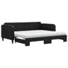 vidaXL Tagesbett Ausziehbar mit Matratzen Schwarz 90x190 cm Produktbild-Vorschau 1