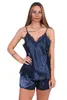 Damen Satin Nachtwäsche Pyjama Set Shorty mit Spitze; Produktbild-Vorschau 1