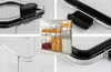 Collage of close-up shots and a central image of clear plastic food storage containers filled with various food items. Produktbild-Vorschau