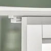 A close-up view of a white sliding door mechanism, showing the track and rollers. Produktbild-Vorschau
