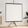 A white projection screen with a black frame and tripod stand is set up against a white wall. Anteprima dell’immagine prodotto