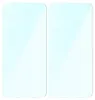 Two clear screen protectors shown side-by-side on a light blue and white gradient background. Produktbild-Vorschau