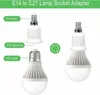 An illustration showing how to use an E14 to E27 lamp socket adapter. Produktbild-Vorschau