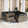 Garten-Sofa-Set mit Speicher 9 pcs Grau Poly Rattan Produktbild-Vorschau 2