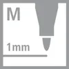 An illustration showing the tip of a marker pen and text indicating its size and type. Produktbild-Vorschau
