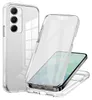 A clear phone case is shown with a phone inside, demonstrating its protective qualities. Produktbild-Vorschau