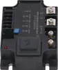A close-up view of a black electronic control module with various terminals and labels. Náhľad obrázku produktu