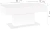 A white table with dimensions indicated by lines and text. Náhled obrázku produktu
