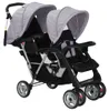 vidaXL Tandem-Kinderwagen Stahl Grau und Schwarz Produktbild-Vorschau 1