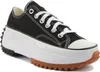A studio shot of a black Converse Run Star Hike Ox sneaker with a white platform sole and a brown rubber sole. Podgląd zdjęcia produktu