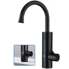 A black electric kitchen faucet with a digital temperature display. Produktbild-Vorschau