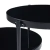 A close-up view of a black metal side table with two tiers. Anteprima dell’immagine prodotto