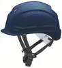 A dark blue uvex safety helmet with black straps is shown against a white background. Produktbild-Vorschau