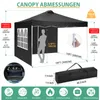 Pavillon 3x3m imperméable, pop-up pliable avec 4 parois Voir les images du produit 5