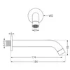 Technical drawing of a wall-mounted faucet with dimensions. Produktbild-Vorschau