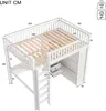 A diagram of a white bunk bed with dimensions indicated by numbers and lines. Náhled obrázku produktu