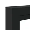 A close-up view of a black fireplace surround. Voir les images du produit