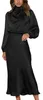 Cocktailkleid mit langen Ärmeln – Satin-Kleid – Lässiger Produktbild-Vorschau 1