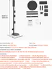 A product image showing a vacuum stand and its components, along with a diagram of dimensions and a list of specifications and accessories. Voir les images du produit