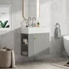A modern bathroom vanity with a sink, faucet, and storage cabinet. Podgląd zdjęcia produktu