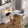 Scrivania da ufficio a forma di L 107 cm con supporto per Anteprima dell’immagine prodotto 5