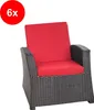 Stuhlkissen 6er set rückenlehne Rot Polyrattan-Garten Produktbild-Vorschau 4