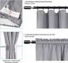 The image shows two different ways to hang curtains, with close-ups of the hanging mechanisms and a tie-back. Produktbild-Vorschau