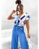 Damen Jumpsuit mit Wickeloberteil Overall  Look Blau/XL/42 Produktbild-Vorschau 2