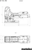 Technical drawing and dimensions of a Metabo cordless jigsaw. Voir les images du produit