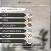 A marketing image showcasing different types of PVC wall panels offered by STM DEKOR. Produktbild-Vorschau