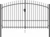A black metal double gate with pointed tops, shown against a white background. Náhľad obrázku produktu