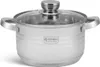 A stainless steel pot with a glass lid and handles, shown on a white background. Náhled obrázku produktu