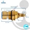 A close-up, detailed view of a faucet cartridge with measurement annotations. Produktbild-Vorschau