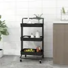 vidaXL Kuchyňský vozík se 3 policemi černý 42x35x85 cm Náhled obrázku produktu 2