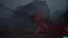 A dark, foggy scene with a building covered in vines and red foliage. Produktbild-Vorschau
