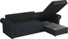 A dark gray sectional sofa with its storage compartment and sleeping surface extended. Náhled obrázku produktu