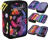 A collage of a Stitch-themed pencil case and its contents. Podgląd zdjęcia produktu