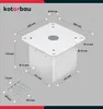 A diagram of a metal post base with dimensions and screws shown. Anteprima dell’immagine prodotto