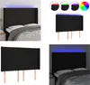 vidaXL LED Kopfteil Schwarz 147x16x118/128 cm Stoff - LED Produktbild-Vorschau 1